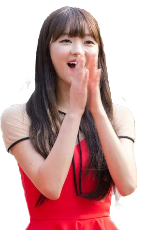 Cheerful Woman Clapping Hands Sticker PNG image