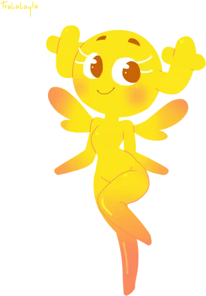 Cheerful Yellow Cartoon Character PNG image