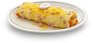 Cheese Ham Omelettewith Sour Cream PNG image