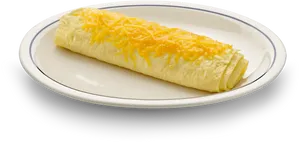 Cheese Topped Omeletteon Plate PNG image