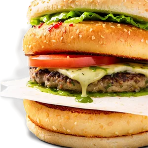 Cheeseburger With Chimichurri Sauce Png Lwy18 PNG image