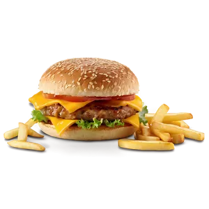 Cheeseburger With Fries Png Wvk30 PNG image