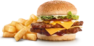 Cheeseburgerwith Fries PNG image