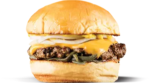 Cheeseburgerwith Onionsand Peppers PNG image