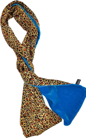 Cheetah Print Scarfwith Blue Trim