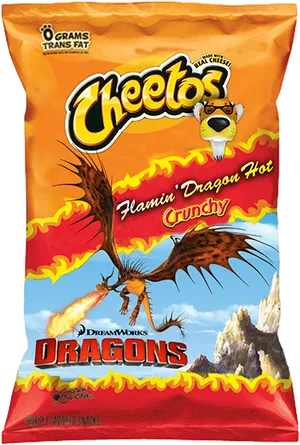 Cheetos Flamin Dragon Hot Crunchy Snack Package PNG image
