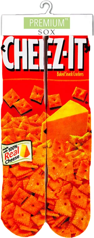 Cheez It Themed Socks Packaging PNG image