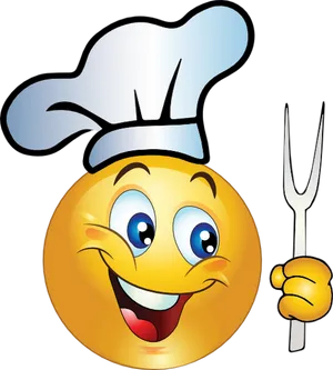 Chef Emoticon Holding Fork PNG image