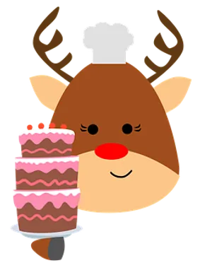 Chef Reindeer Holding Cake PNG image