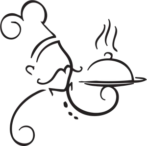 Chef Serving Dish Line Art PNG