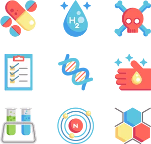 Chemistry Related Icons Set PNG image