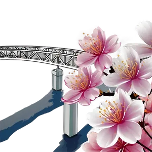 Cherry Blossom And Bridge Scene PNG 05032024 PNG