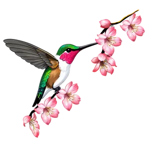 Cherry Blossom And Hummingbird PNG Uxp69