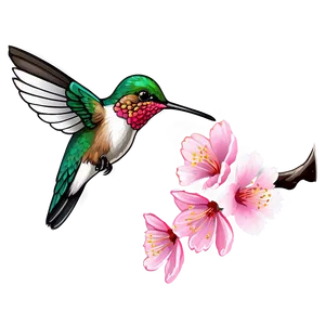 Cherry Blossom And Hummingbird PNG Yne