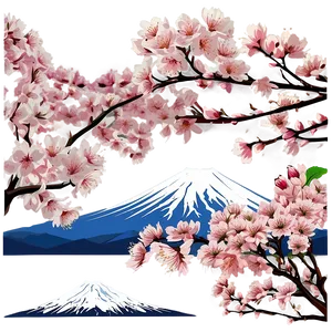 Cherry Blossom And Mountain Fuji PNG Fsp78