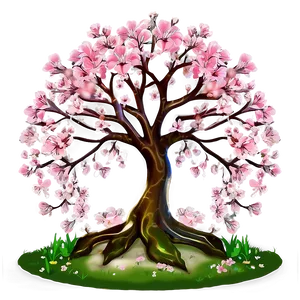 Cherry Blossom Fairy Tale Scene PNG 05032024