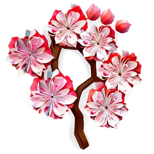 Cherry Blossom Origami Art PNG 91