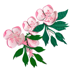 Cherry Blossom Paper Cut Style PNG Hnk19