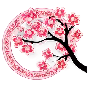 Cherry Blossom Paper Cut Style PNG Vop88