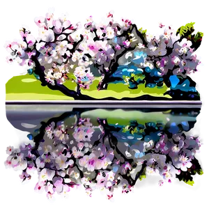 Cherry Blossom Reflection In Water PNG 05032024 PNG