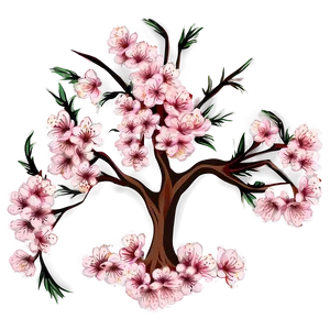 Cherry Blossom Tree Illustration PNG Evn