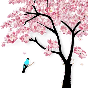 Cherry Blossom Tree With Birds PNG 05242024 PNG