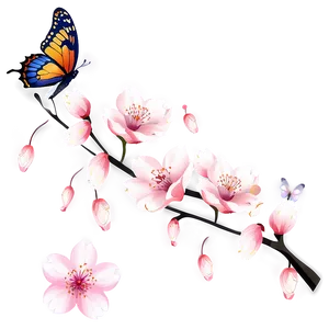 Cherry Blossom With Butterflies PNG 17