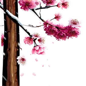 Cherry Blossom With Snow Caps PNG Tfg28