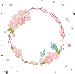 Cherry Blossom Wreath Vector PNG image
