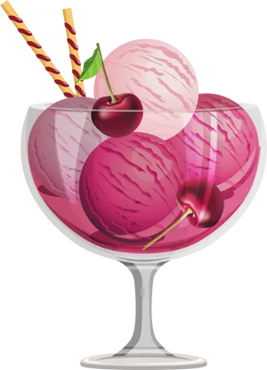 Cherry Ice Cream Sundae Clipart PNG image