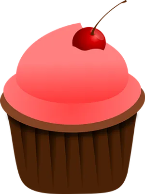 Cherry Topped Chocolate Cupcake Illustration PNG image