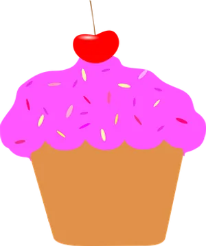 Cherry Topped Cupcake Graphic PNG image
