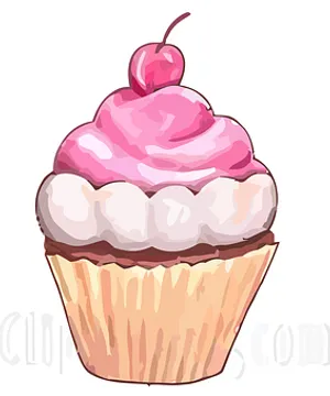 Cherry Topped Cupcake Illustration PNG image
