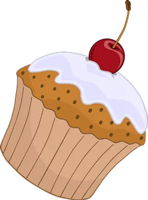 Cherry Topped Cupcake Vector PNG image