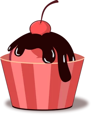 Cherry Topped Ice Cream Clipart PNG image
