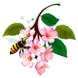 Cherry Tree And Bee PNG 06212024 PNG