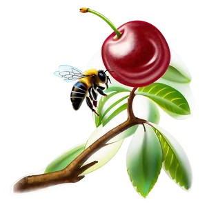 Cherry Tree And Bee PNG Hml PNG