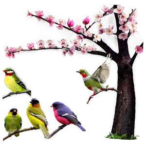 Cherry Tree And Birds PNG 59 PNG