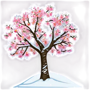Cherry Tree In Snow PNG 2