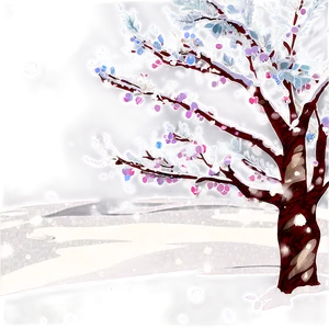 Cherry Tree In Snow PNG Ytm