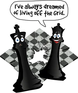 Chess Pieces Dream Off The Grid Meme PNG image