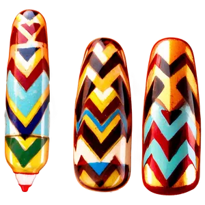Chevron Acrylic Nails Art PNG 60