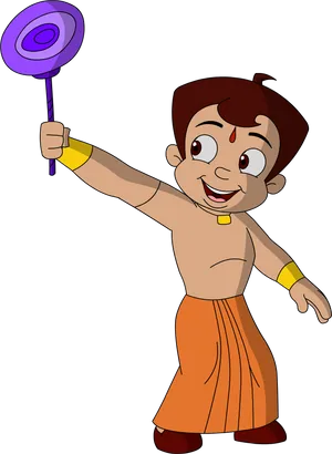 Chhota Bheem Holding Lollipop PNG image