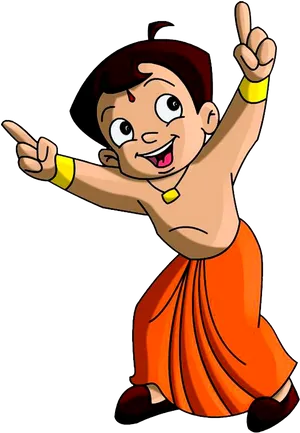 Chhota Bheem Pointing Upward PNG image