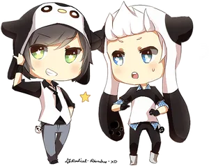 Chibi_ Anime_ Boys_in_ Animal_ Hoodies