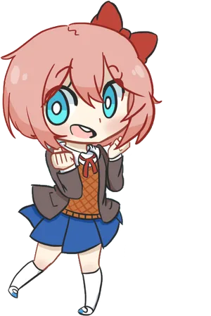 Chibi Anime Character Surprised Expression PNG image