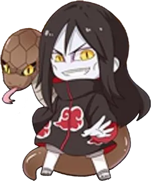 Chibi_ Anime_ Character_with_ Snake_ Companion.png PNG image
