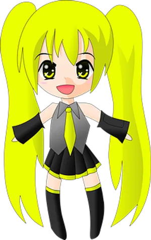 Chibi Anime Character Yellow Hair PNG image