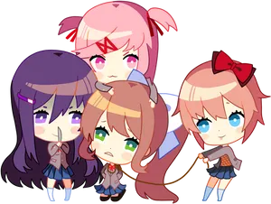 Chibi_ Anime_ Characters_ Group PNG image