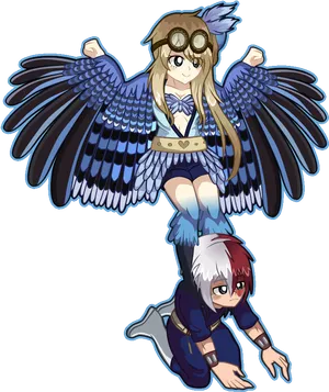 Chibi Anime Characters With Wings PNG image